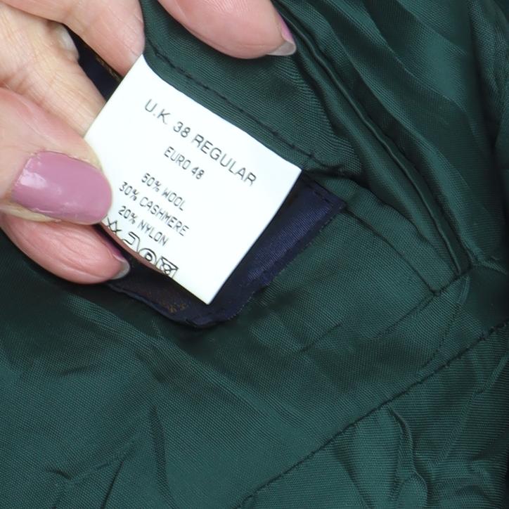 Alexandre Men's Green Blazer 38R Regular Formal Wool-Cashmere