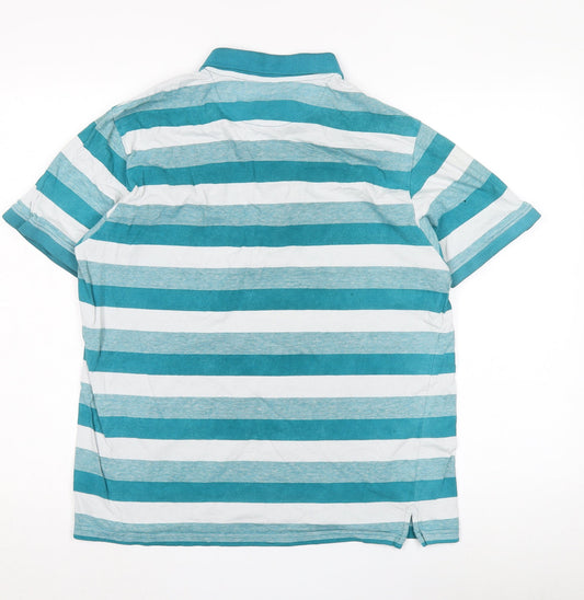 Pierre Cardin Men's Blue Striped Polo Shirt L