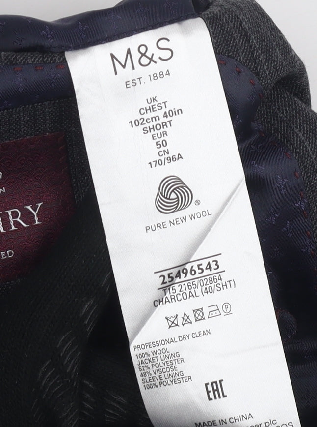 Mens UK Size 40 Marks and Spencer Regular Grey Suit Jacket