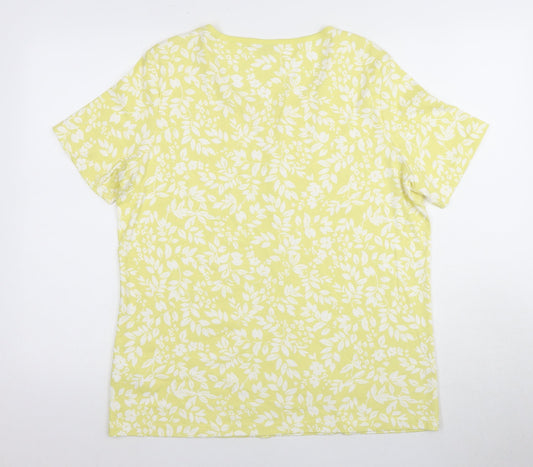 Damart Women's Yellow Floral T-Shirt, L, Casual