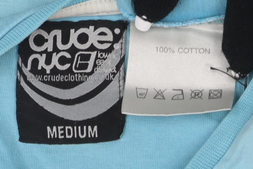 Crude NYC Men's Blue Graphic Print Medium T-Shirt