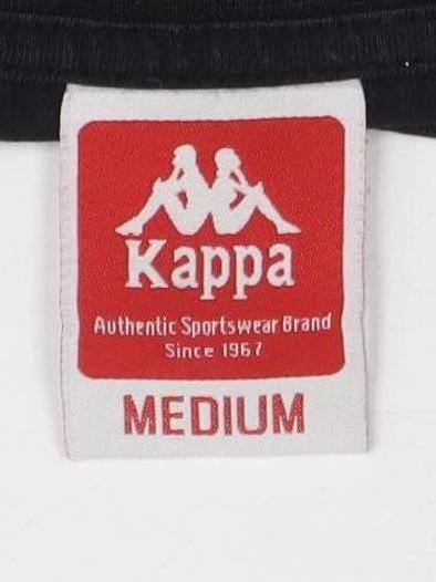 Close-up detail of Kappa unisex black cropped t-shirt, m, casual