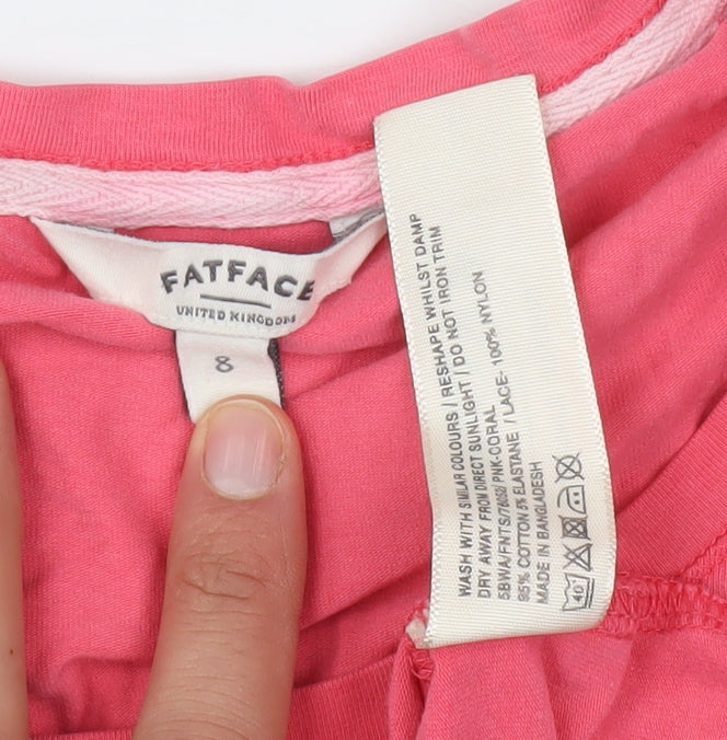 FatFace Women’s Pink Lace Accent T-Shirt Size 8
