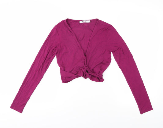 Womens UK Size S NA-KD Purple Wrap Blouse