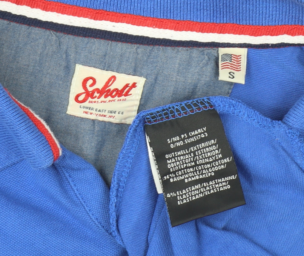 Schott Men's Blue Polo Shirt Short Sleeve S