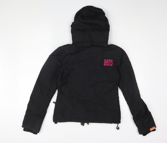 Womens UK Size S Superdry Black Windbreaker Coat