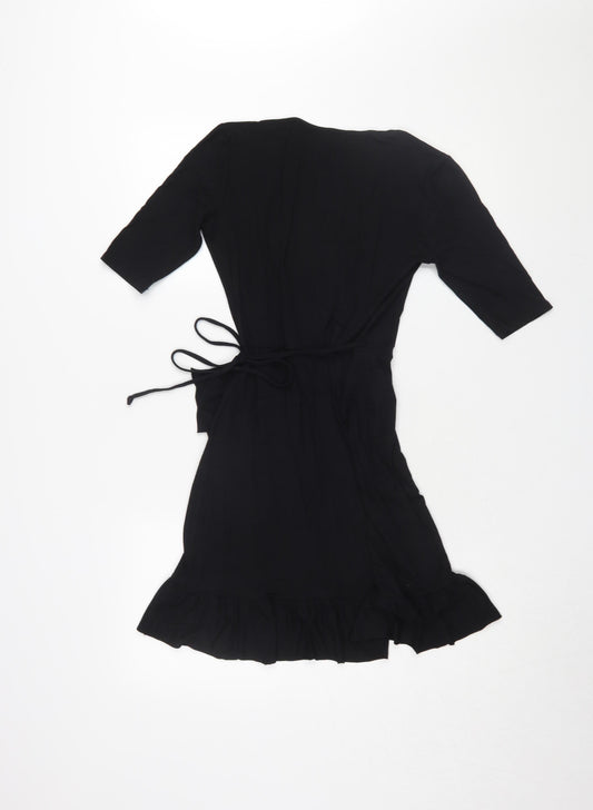 ASOS Women's Black Wrap Dress, Size 6, 3/4 Sleeve