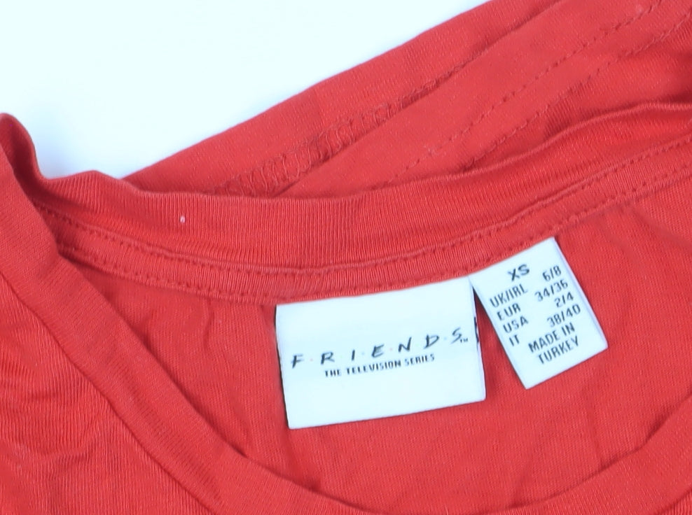 Unisex Adults UK Size XS Friends Red Basic T-Shirt