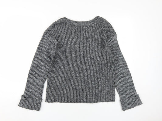 Womens UK Size S Pieces Grey Wrap Jumper