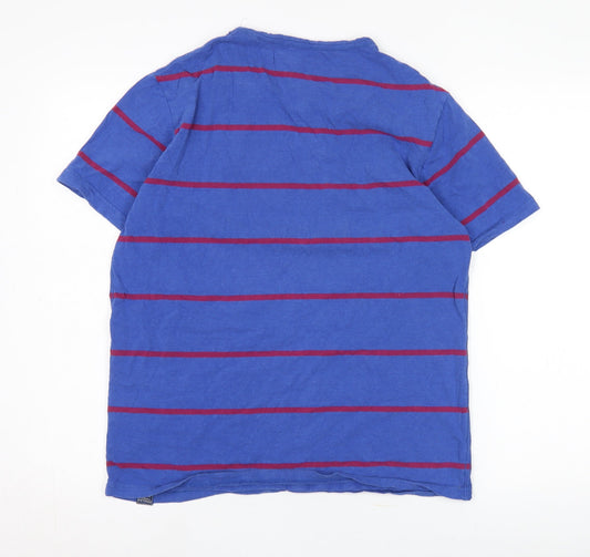 Joules Men's Blue Striped Cotton T-Shirt, Size M, Short Sleeve