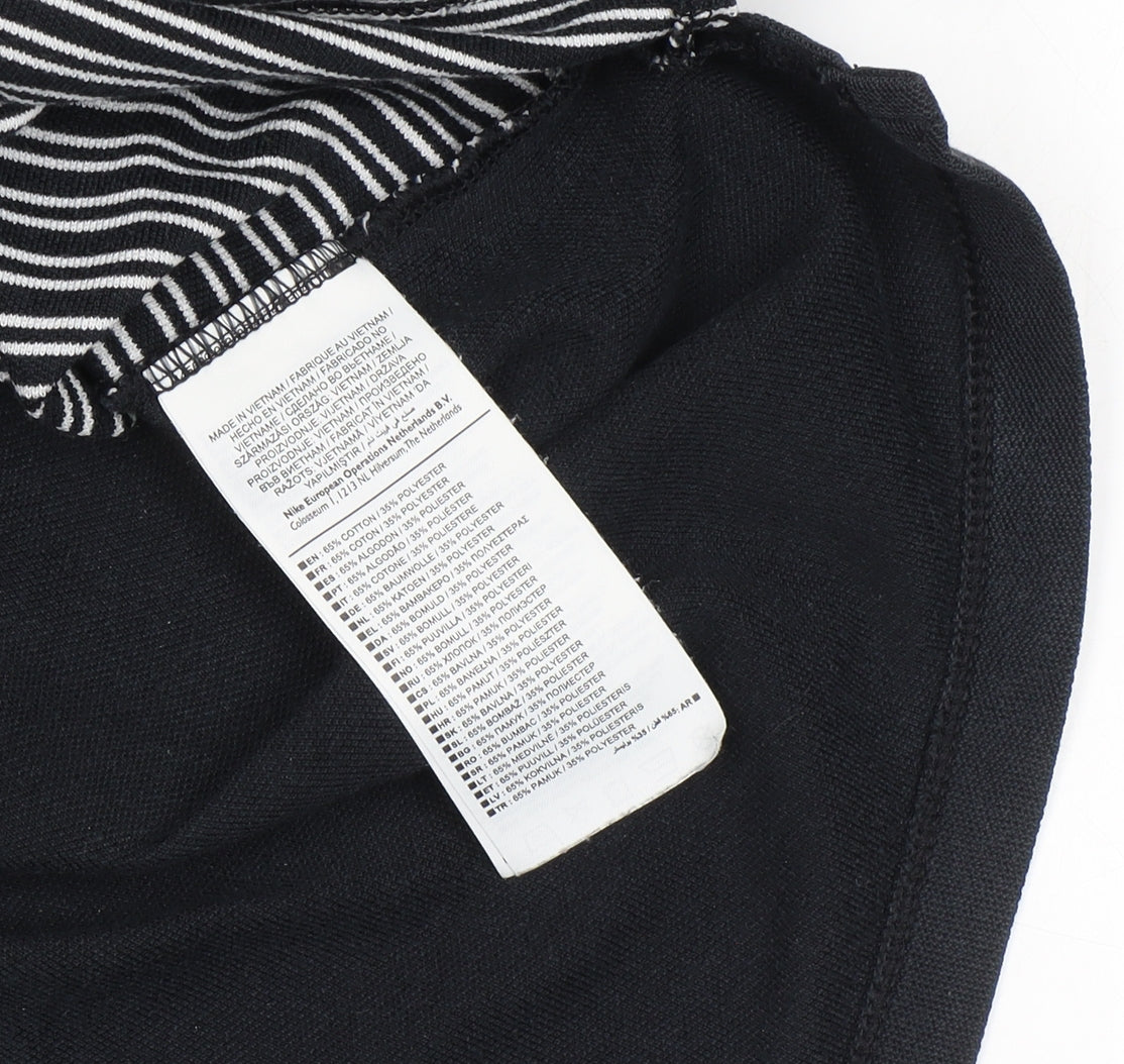 Nike Men's Black Striped Polo Shirt M - Activewear Essential