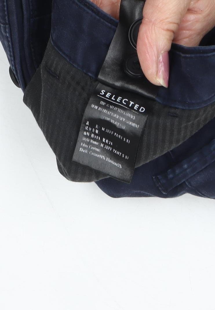 SELECTED Men's Blue Slim Fit Chino Trousers Size 30