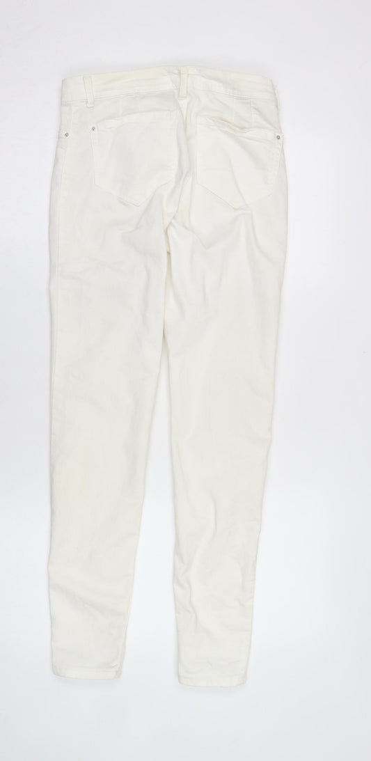 Bershka Women's White Skinny Trousers Size 10