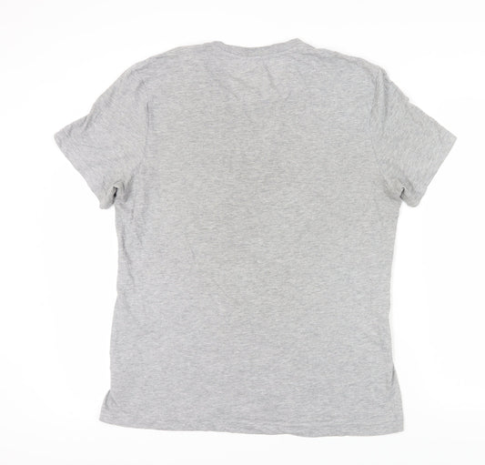 Reebok Men's Grey L Crew Neck T-Shirt, Solid Logo, Excellent