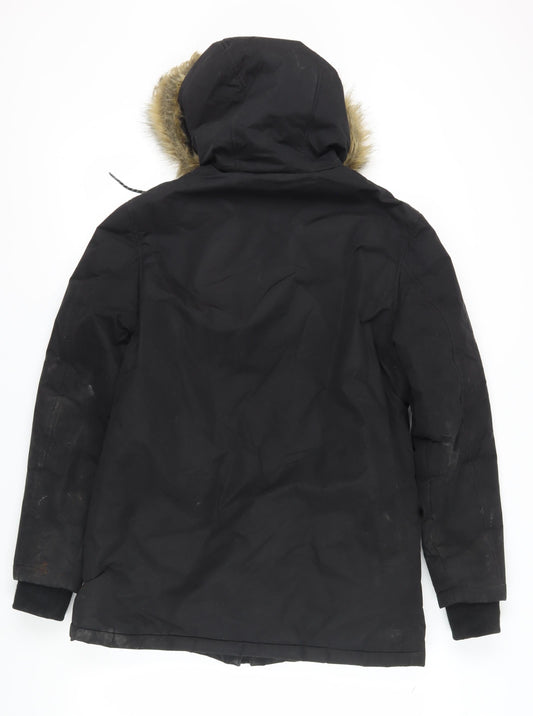 Mens UK Size S Shore Leave Black Parka Coat