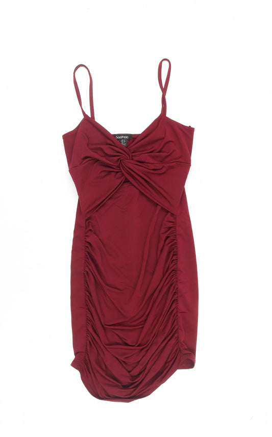 Boohoo Women's Red Bodycon Dress, Size 6, Party
