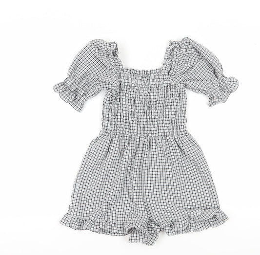 Topshop Women's Black Check Playsuit Size 6