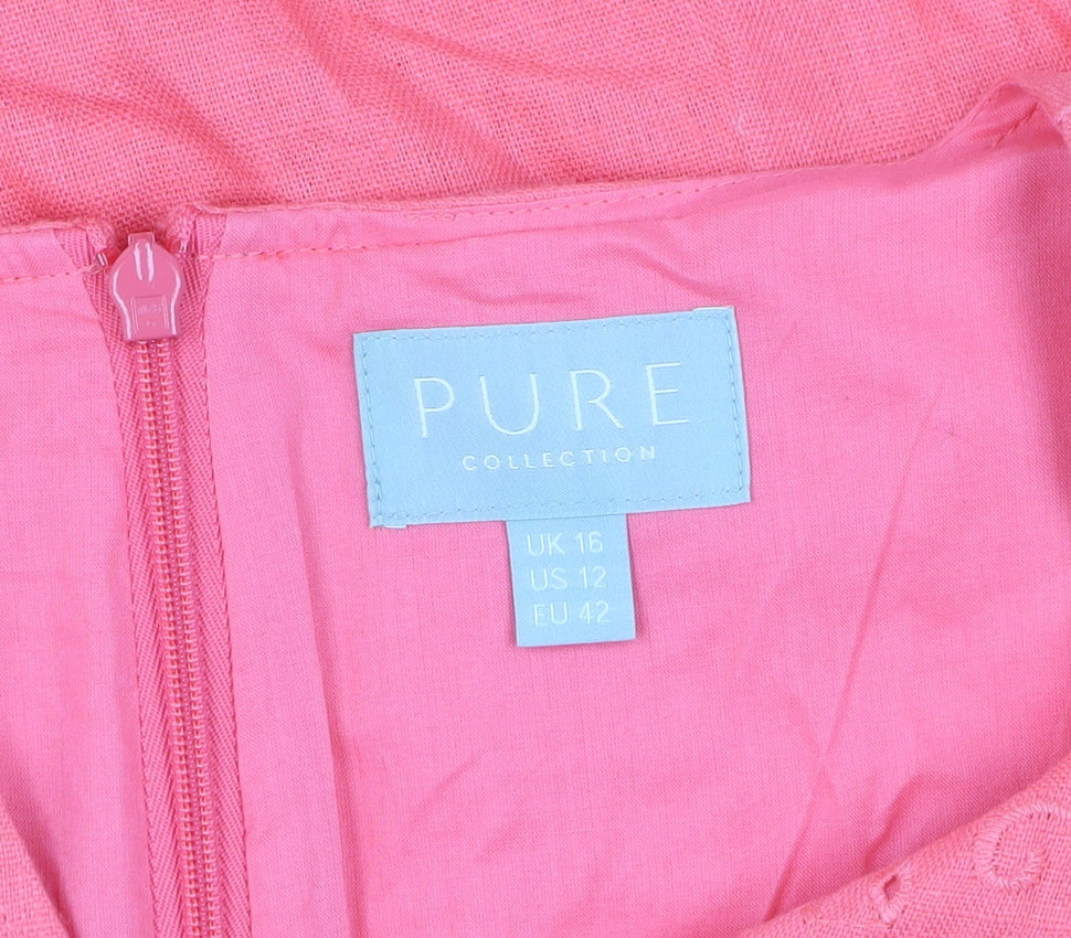 Pure Collection Women's Pink Shift Dress Size 16