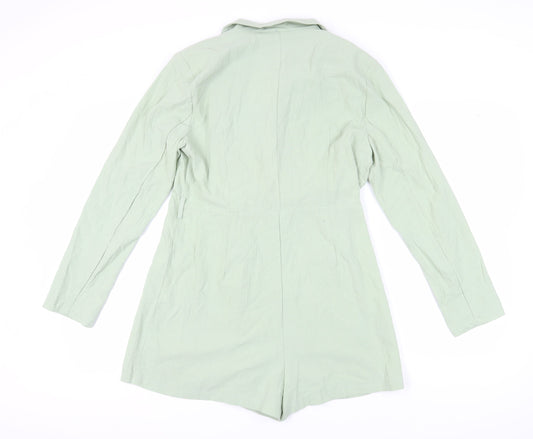 Boohoo Women's Green Cotton Jumpsuit, Size 14