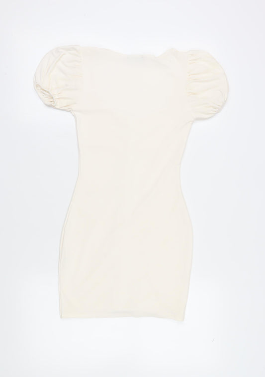 PrettyLittleThing Womens Ivory Bodycon Dress Size 4
