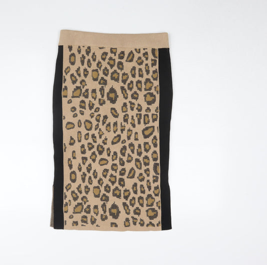 Marks and Spencer Women's Beige Animal Print Pencil Skirt, M
