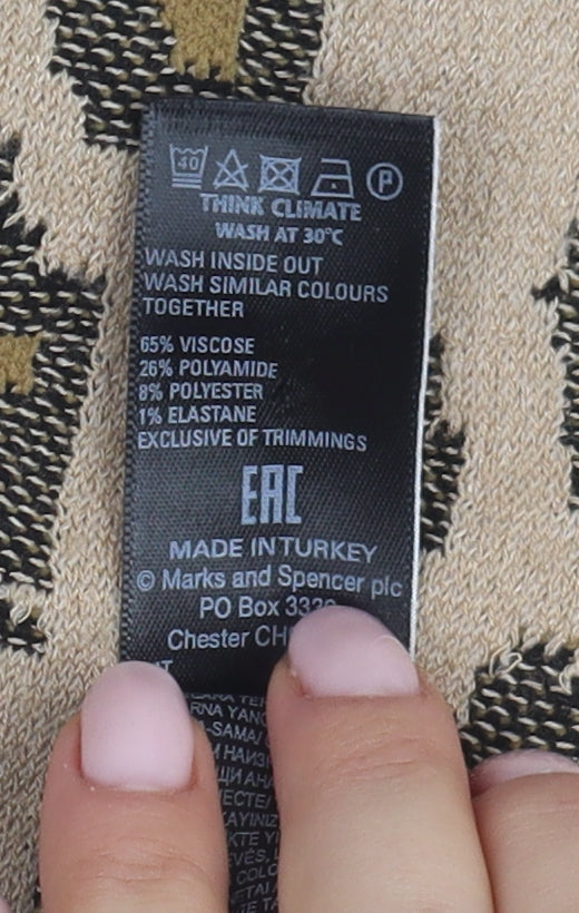 Marks and Spencer Women's Beige Animal Print Pencil Skirt, M