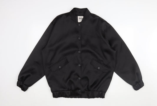 Womens UK Size 6 River Island Black Bomber Jacket