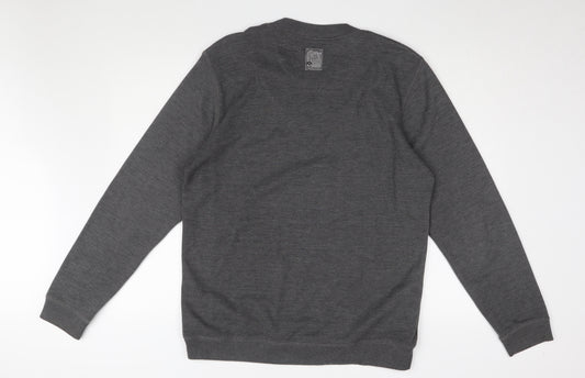 Next Men's Grey Long Sleeve V-Neck T-Shirt, Size L