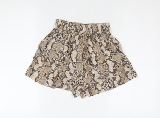 H&M Women's Brown Animal Print Culotte Shorts Size 6