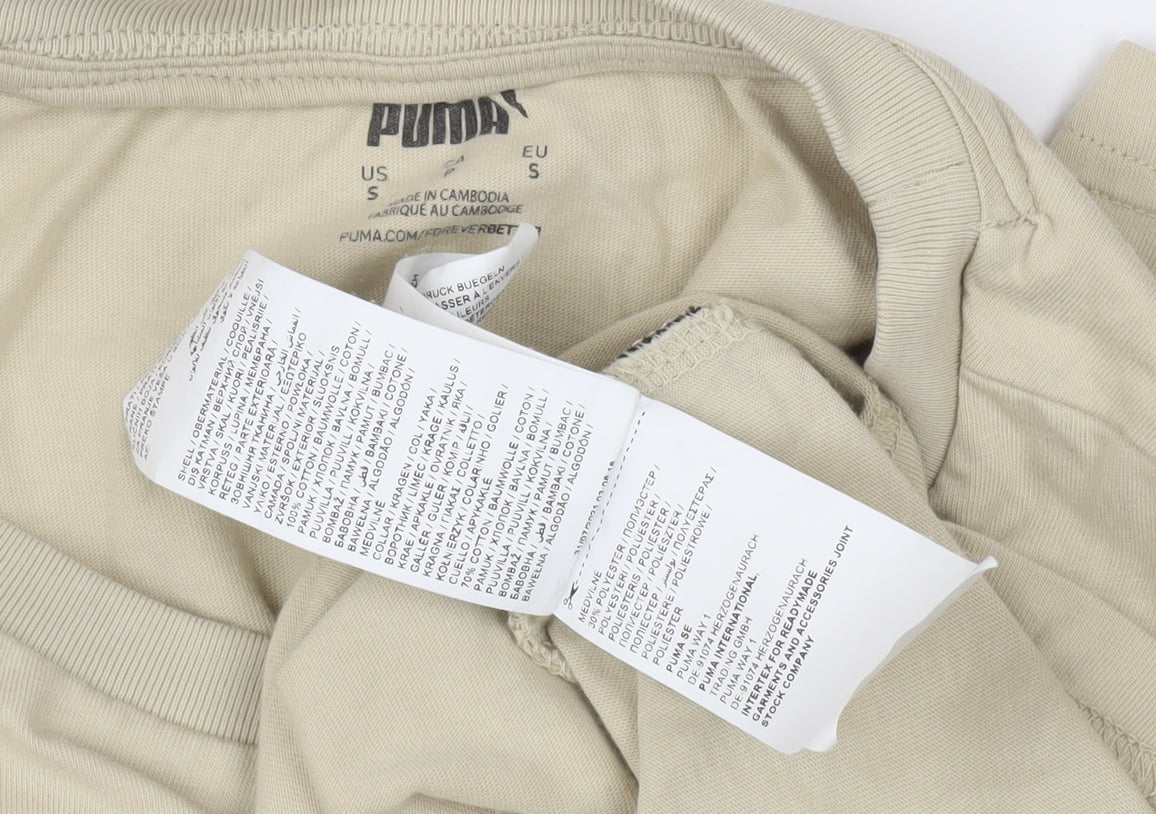 Puma Men's Beige Cotton Crew Neck T-Shirt S