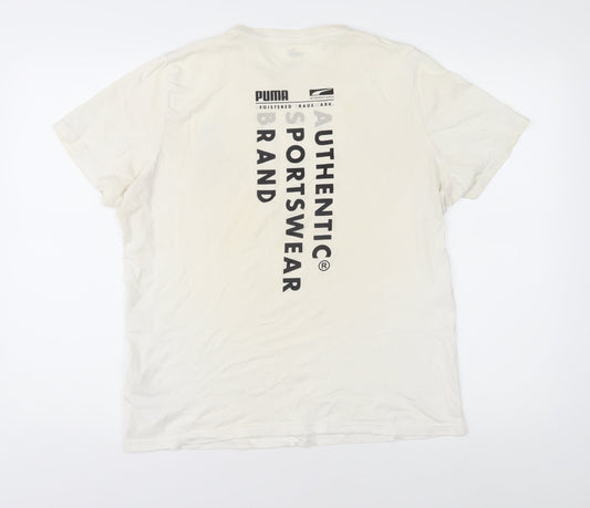 Puma Men's White T-Shirt Size S, Logo Accent, Classic Style