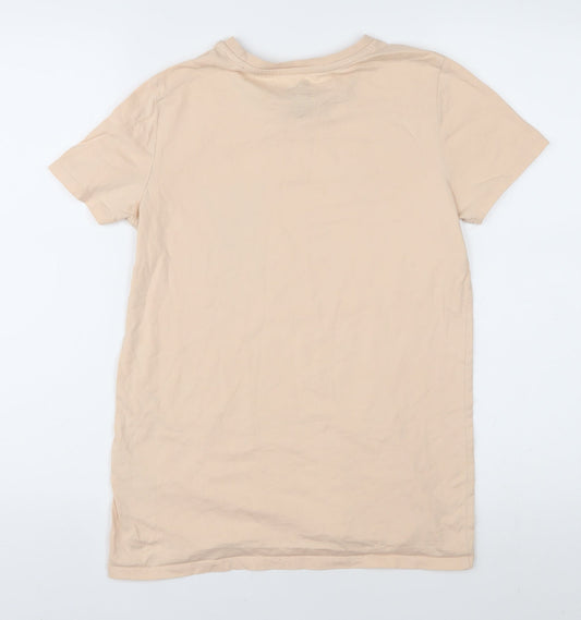 Womens UK Size 2XS Disney Beige Basic T-Shirt