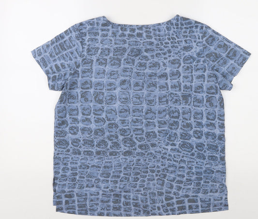 French Connection Women's Blue Geometric T-Shirt, Size S