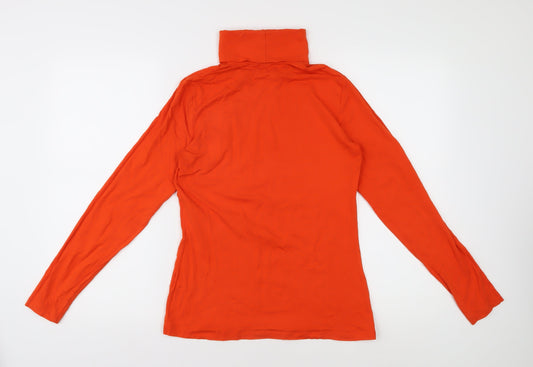 Lands' End Women's XS Orange Roll Neck T-Shirt