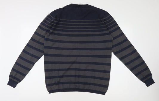 Nigel Hall Men's Blue L Striped Pullover Jumper