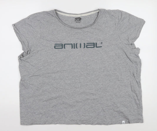 Womens UK Size 22 Animal Grey Basic T-Shirt