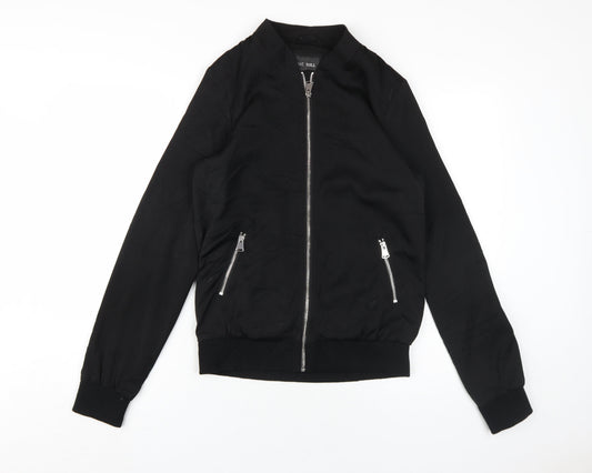 Next Tall Women's Black Bomber Jacket Size 8