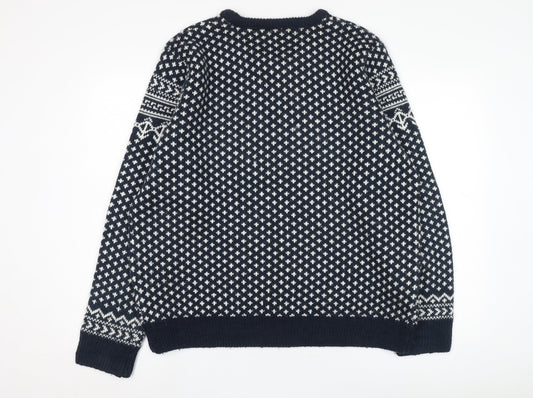 Threadbare Men's Blue XL Fair Isle Pullover Jumper