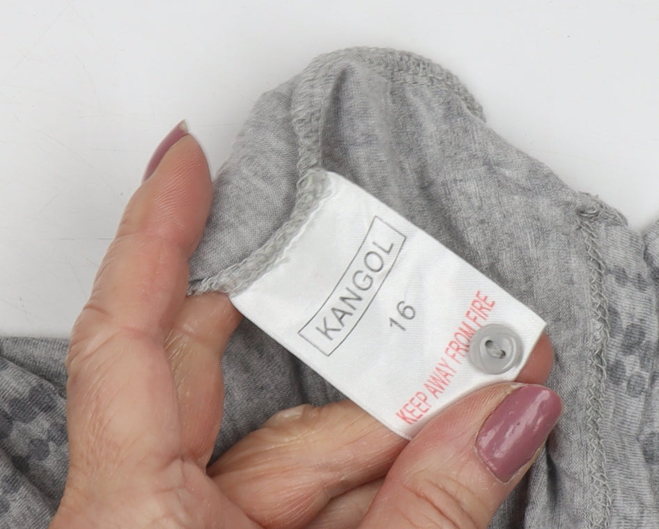 Womens UK Size 16 Kangol Grey Basic T-Shirt