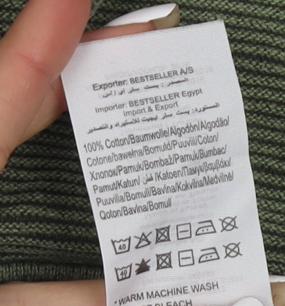 Jack & Jones Men's Green Medium Cotton Pullover Jumper