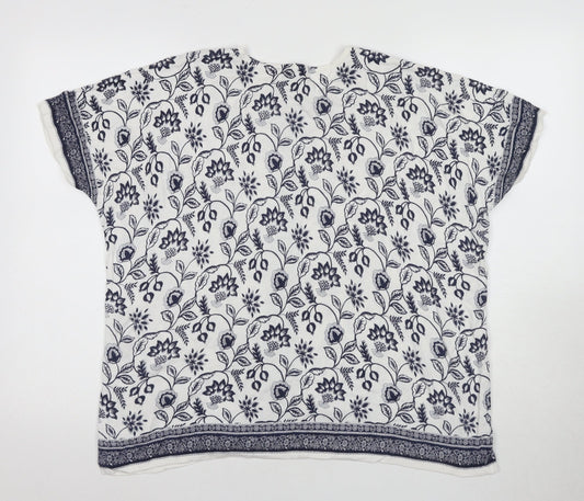 Laura Ashley Women's White Floral Tunic Blouse - S