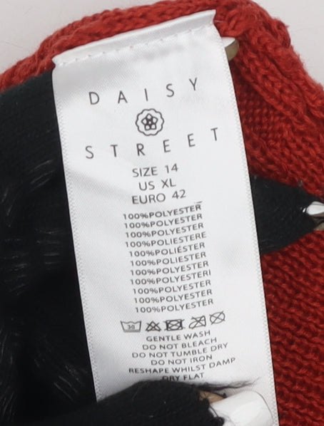 Daisy Street Women's Red Hooded Pullover Jumper, Size 14