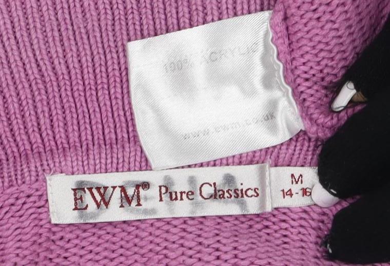 Womens UK Size 14 EWM Pure Classics Pink Cardigan Jumper