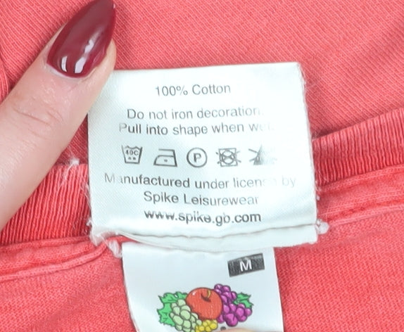 Brand and care label for The Beatles Red unisex t-shirt, size M, music theme