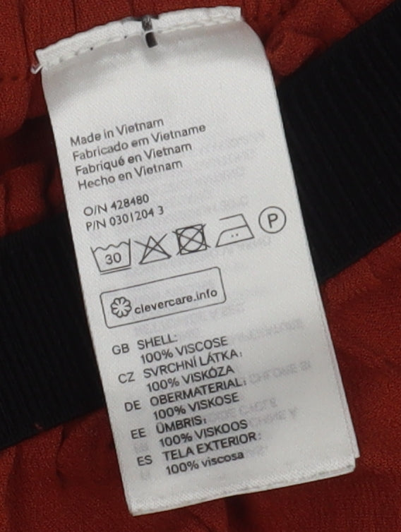 H&M Women's Red A-Line Midi Skirt, Size 8 Elastic Waist