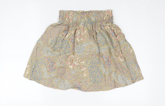 H&M Women's Beige XS A-Line Floral Short Skirt
