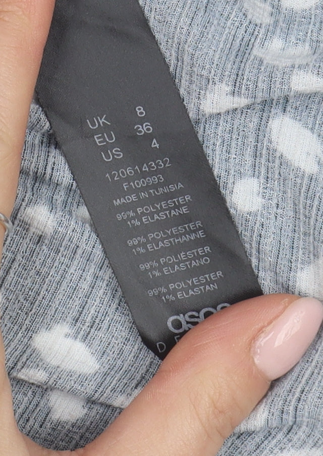 Brand and care label for ASOS DESIGN Women's Black Wrap Skirt, size 8