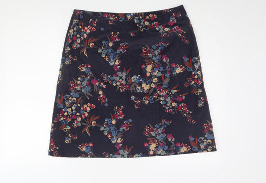 East Women's Multicoloured Floral Corduroy Skirt Size 14