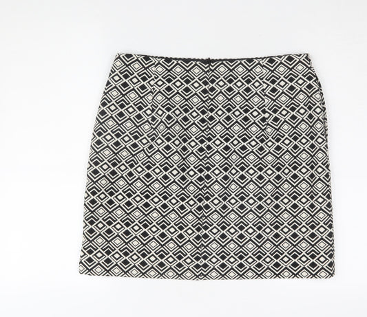 Marks and Spencer Women's Black Geometric Pencil Skirt Size 12