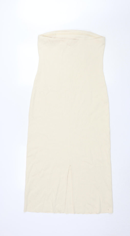 Marks and Spencer Beige Sheath Midi Dress, Size 12